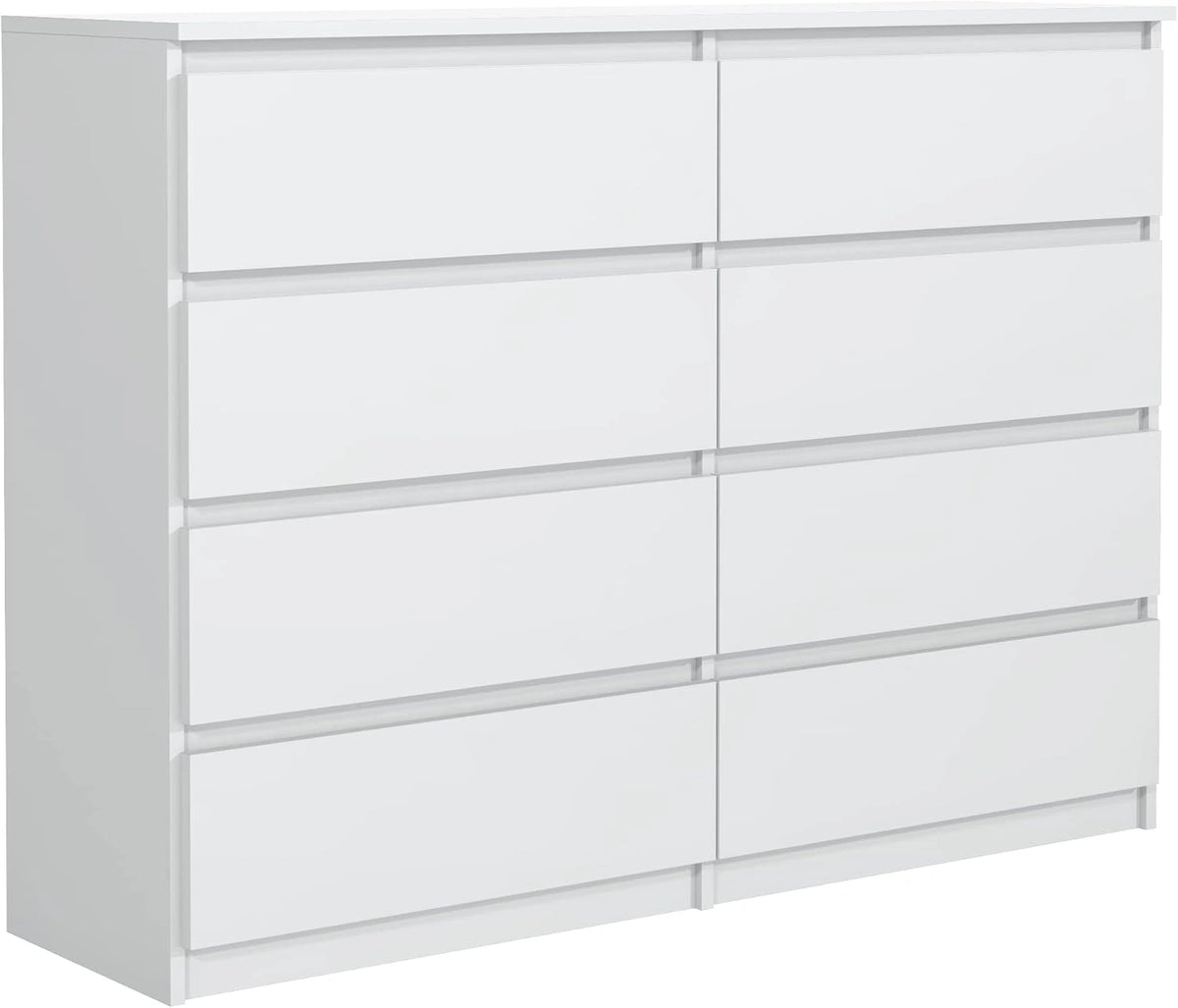 Komoda Meble Masztalerz z 8 szufladami, 138,5 × 101,5 × 39 cm, biały mat