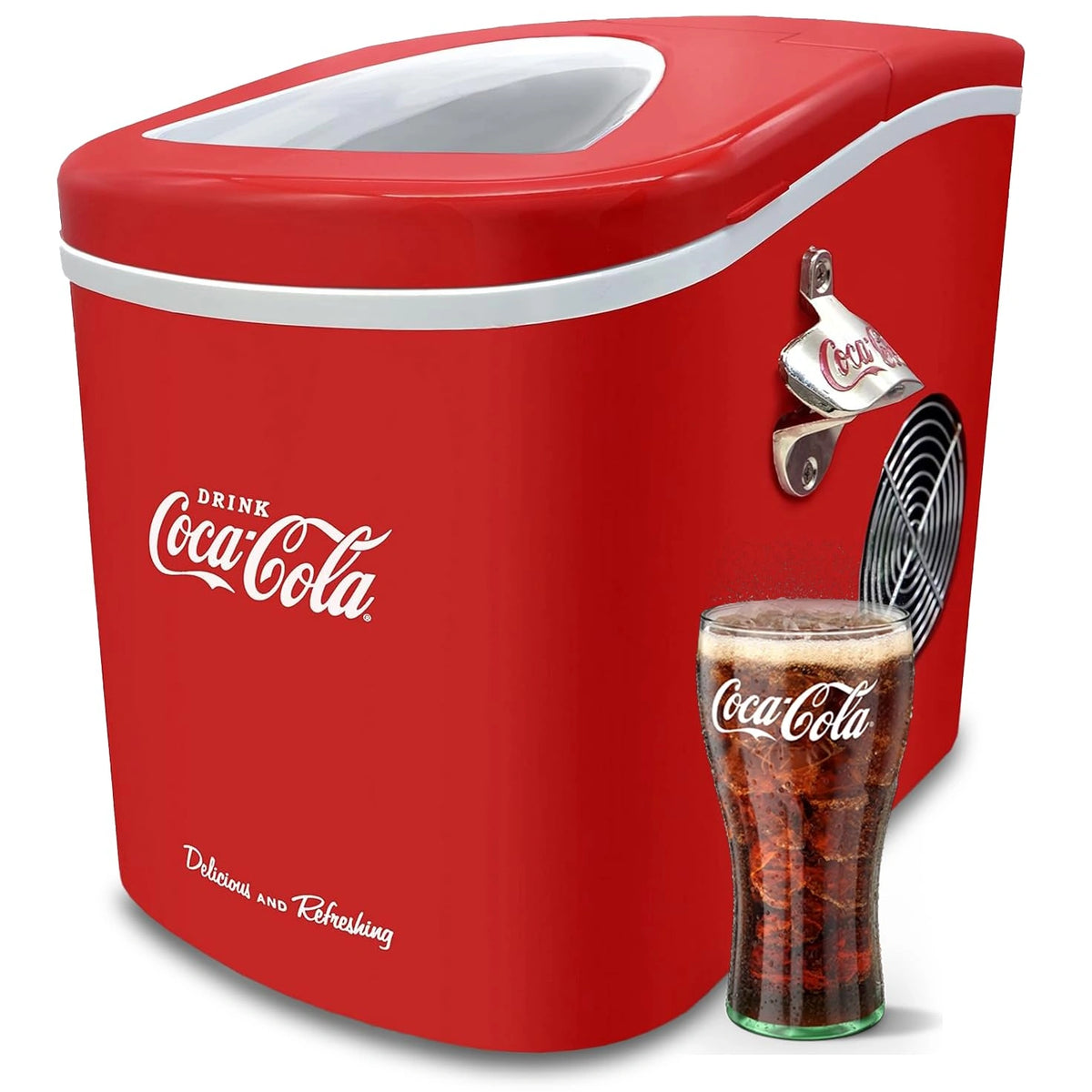 Kostkarka do lodu Salco Coca-Cola z wyborem 2 rozmiarów kostek, czerwona