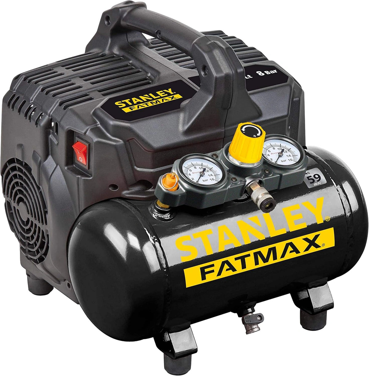 Kompresor bezolejowy Stanley Fatmax DST 101/8/6, 230 V, zbiornik 6 l, ciśnienie 8 bar