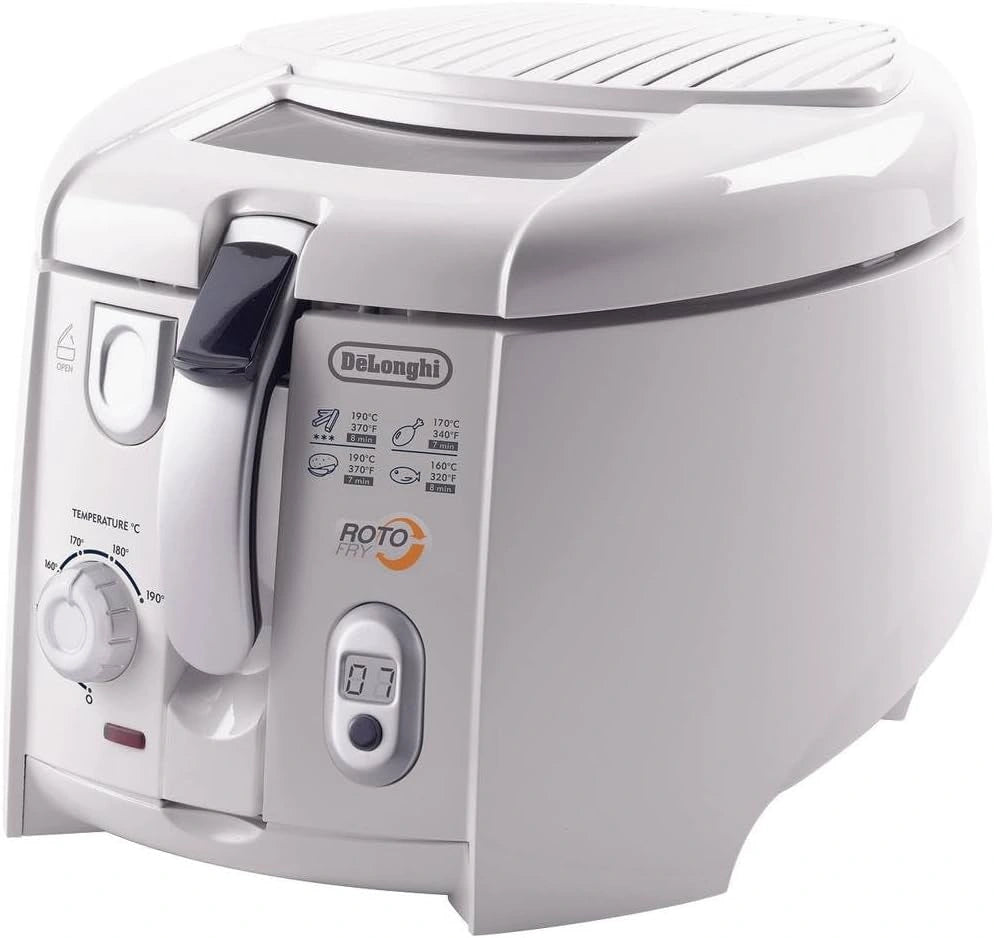 Frytkownica beztłuszczowa De Longhi – kolor biały, pojemność 1,3 l, do przygotowywania potraw