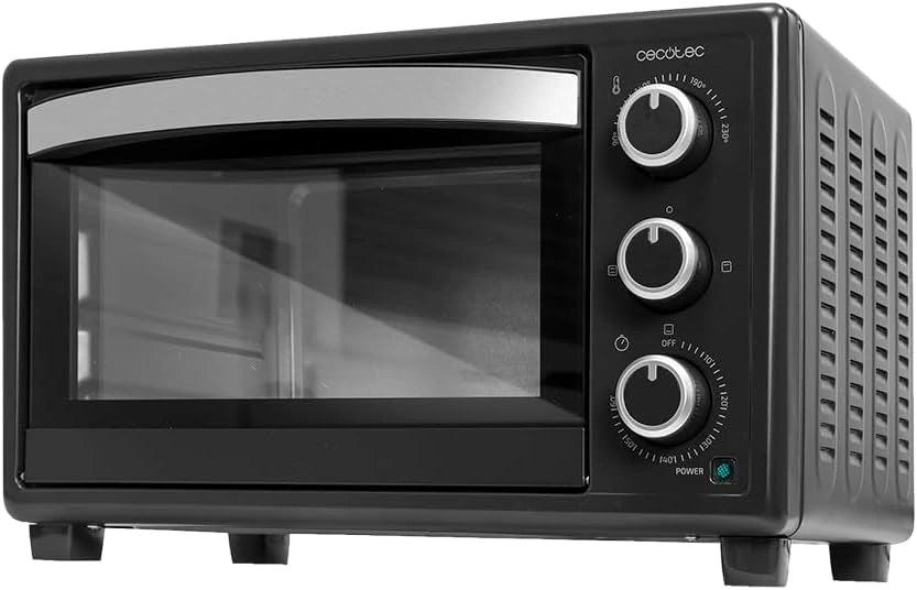 Piekarnik Cecotec – programator czasowy, regulacja temperatury, funkcja grilla, kolor czarny, moc 1000 W, pojemność 10 l, do przygotowywania potraw