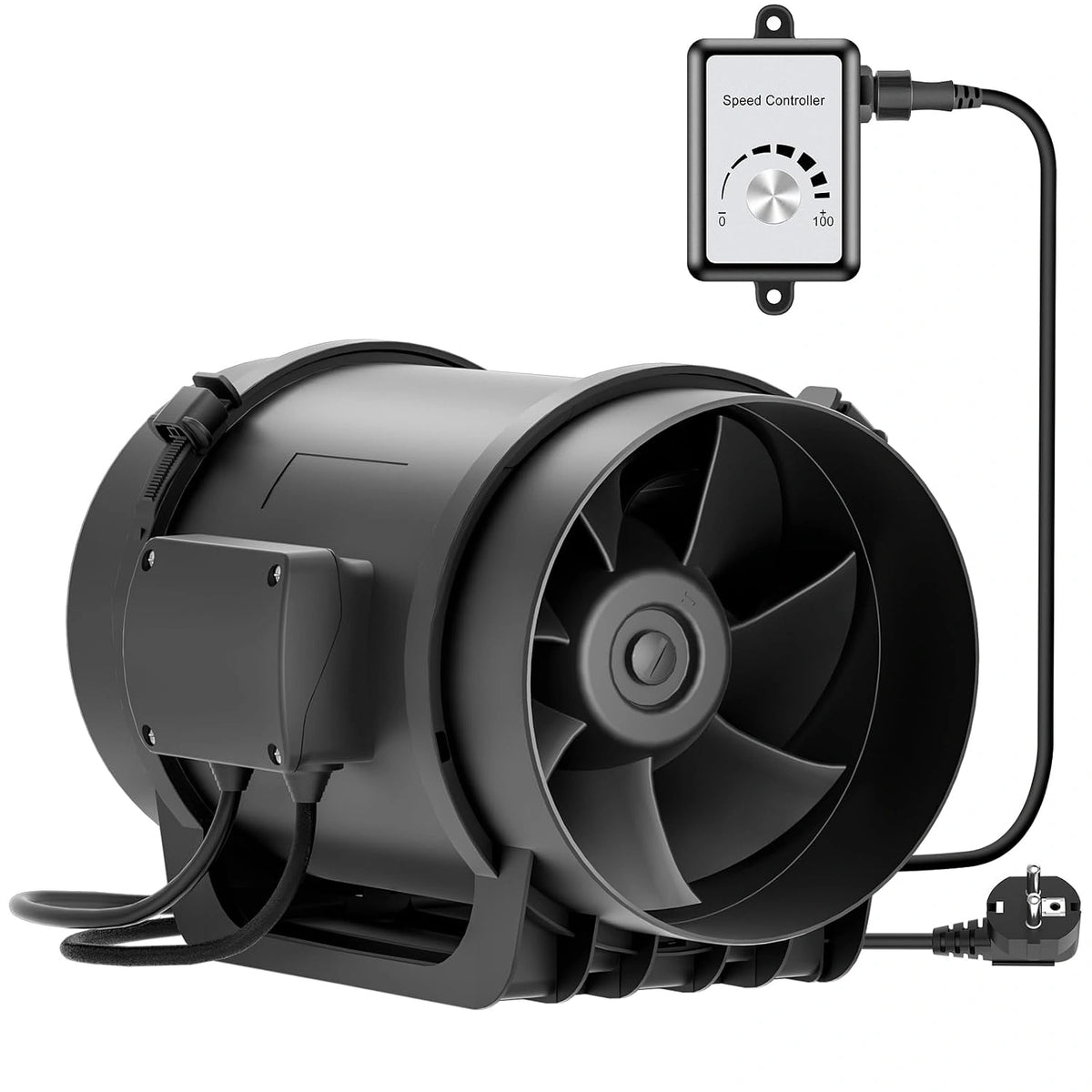Wentylator kanałowy HG Power 200 mm z silnikiem EC i regulatorem, czarny