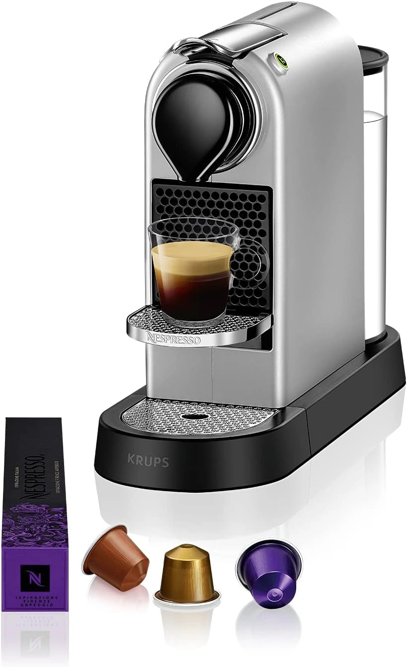Ekspres do kawy NESPRESSO – kolor srebrny, moc 1260 W, pojemność 1 l, do domu lub biura