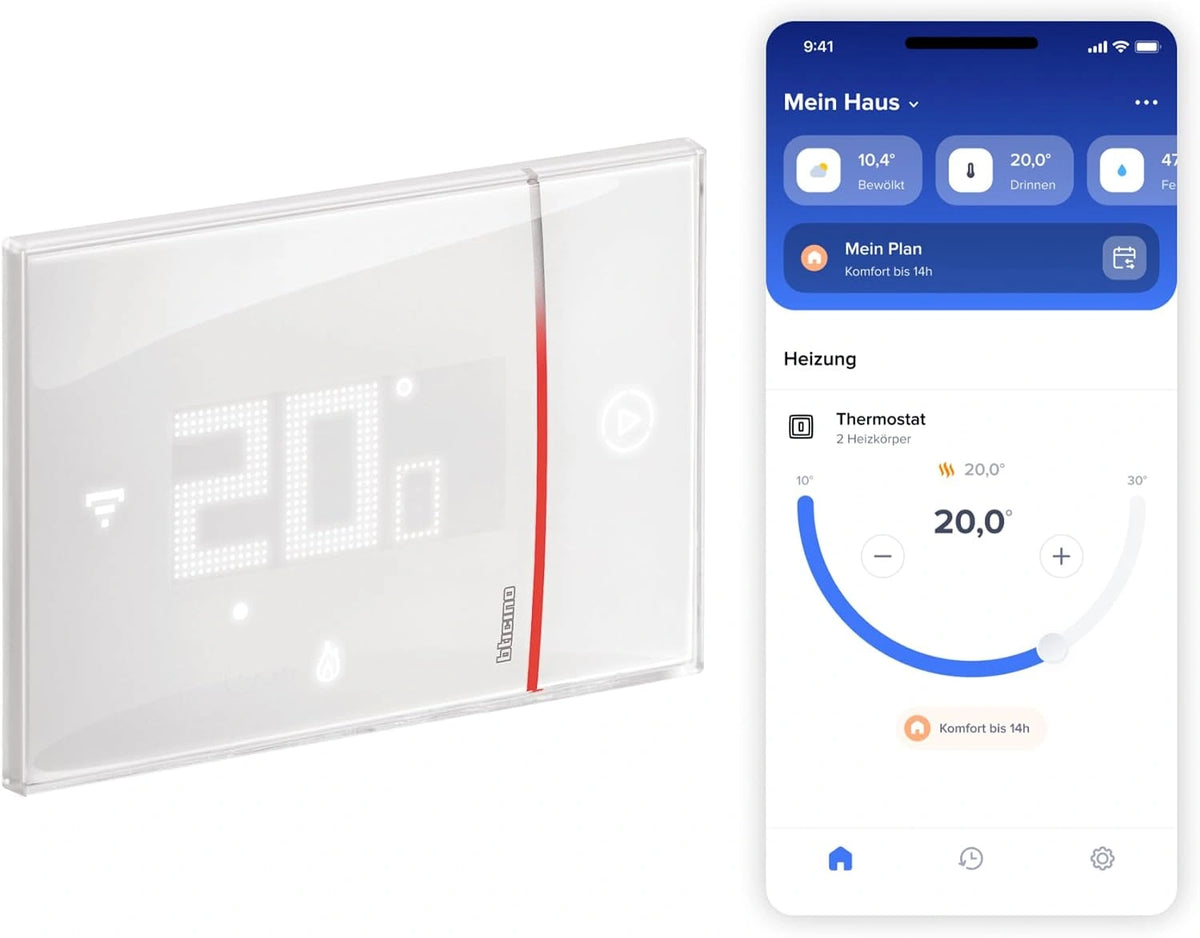 Termostat Bticino XW8002 – łączność Wi-Fi, kolor biały, do codziennego zastosowania