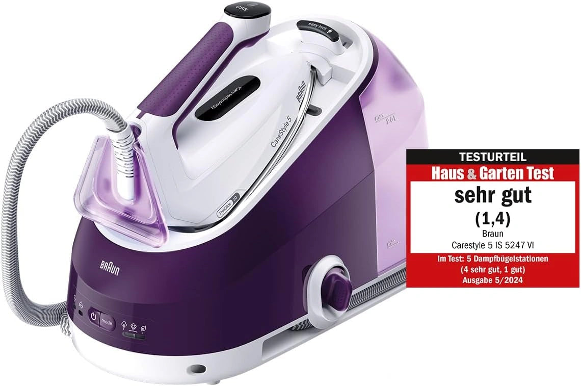 Żelazko parowe Braun CareStyle – kolor brązowy i fioletowy, moc 2400 W, pojemność 2 l, do codziennego zastosowania