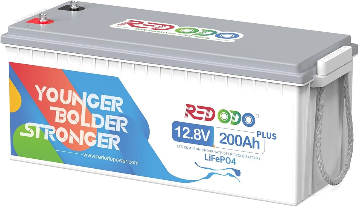 Produkt użytkowy Redodo 12 – akumulator 200 Ah, napięcie 12 V, do codziennego zastosowania