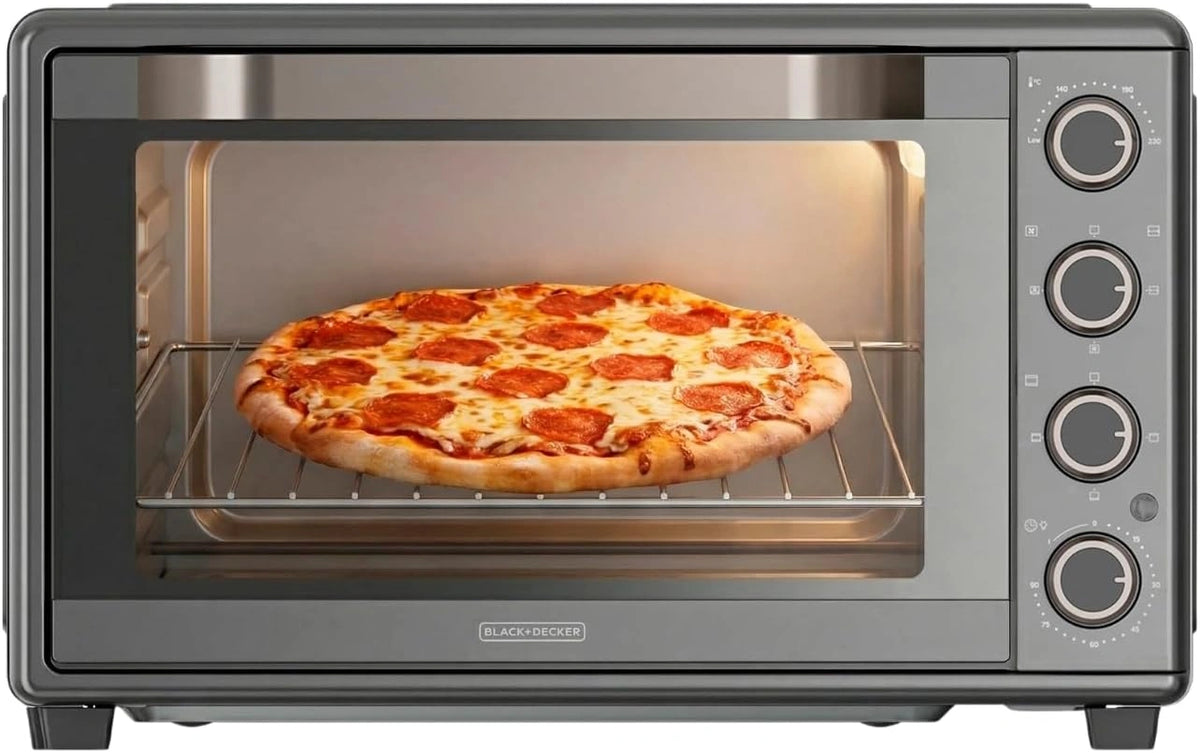 Piekarnik BLACK+DECKER – programator czasowy, kolor czarny, moc 2000 W, pojemność 45 l, do przygotowywania potraw