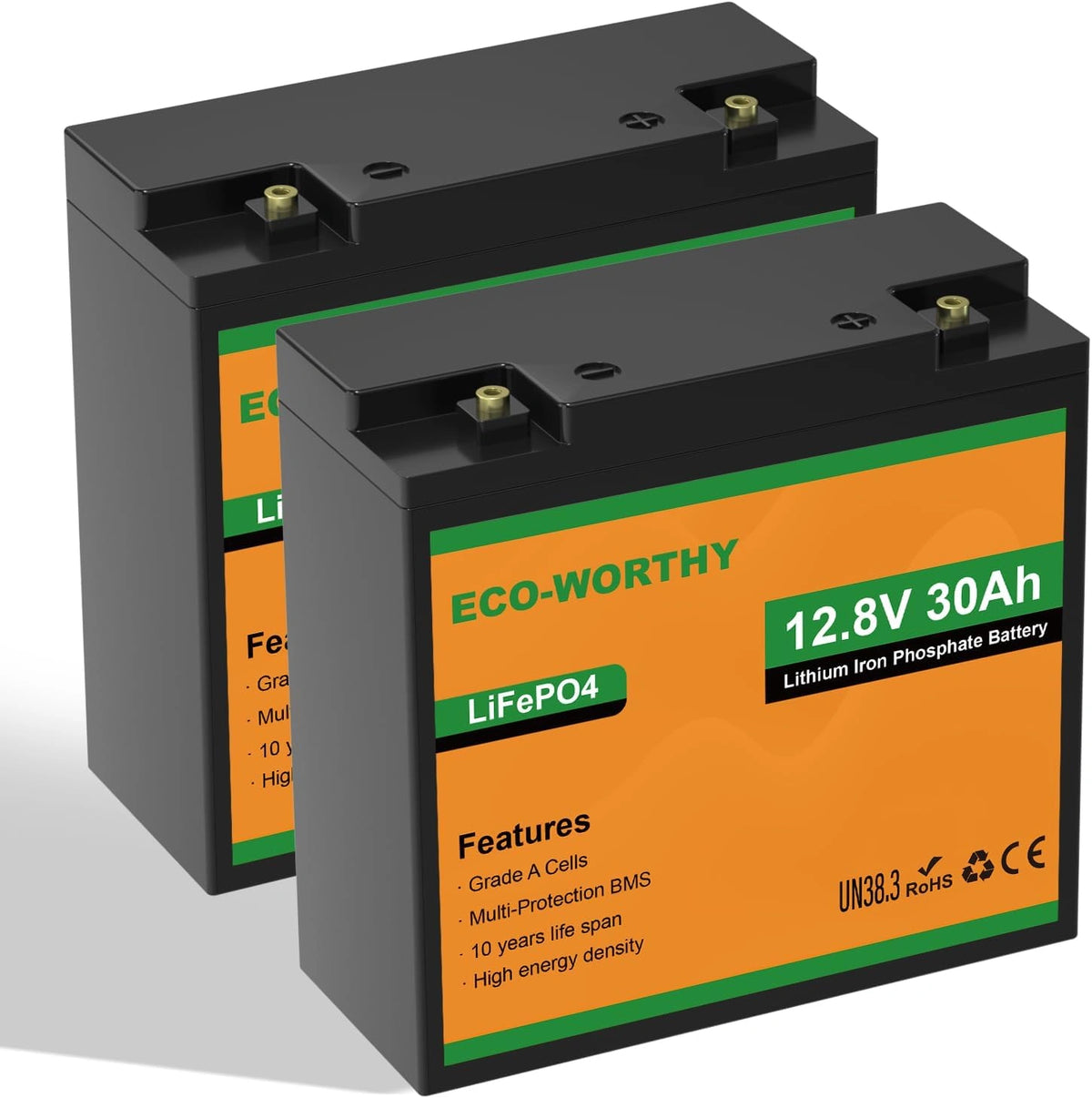Akumulator ECO-WORTHY LiFePO4 – akumulator 30 Ah, napięcie 12 V, do zgodnych urządzeń lub pojazdów
