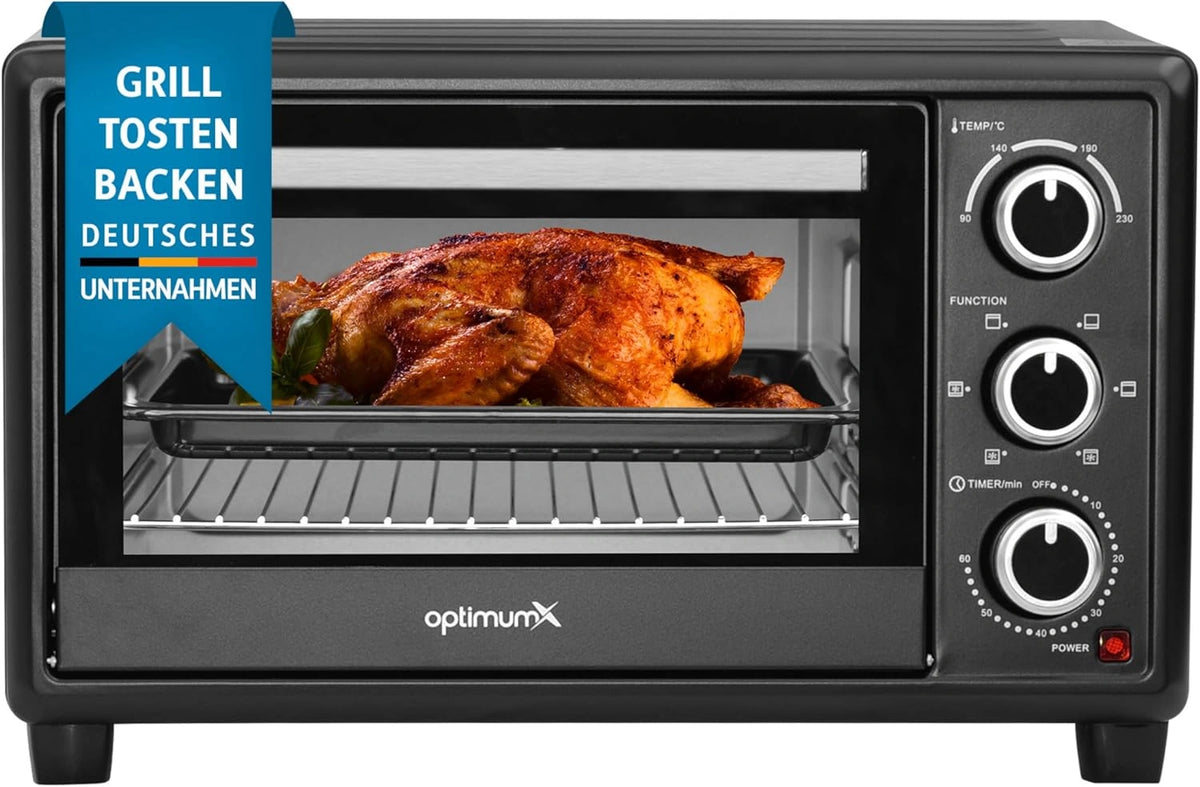 Piekarnik OptimumX – programator czasowy, kolor czarny, moc 1380 W, pojemność 20 l, do przygotowywania potraw