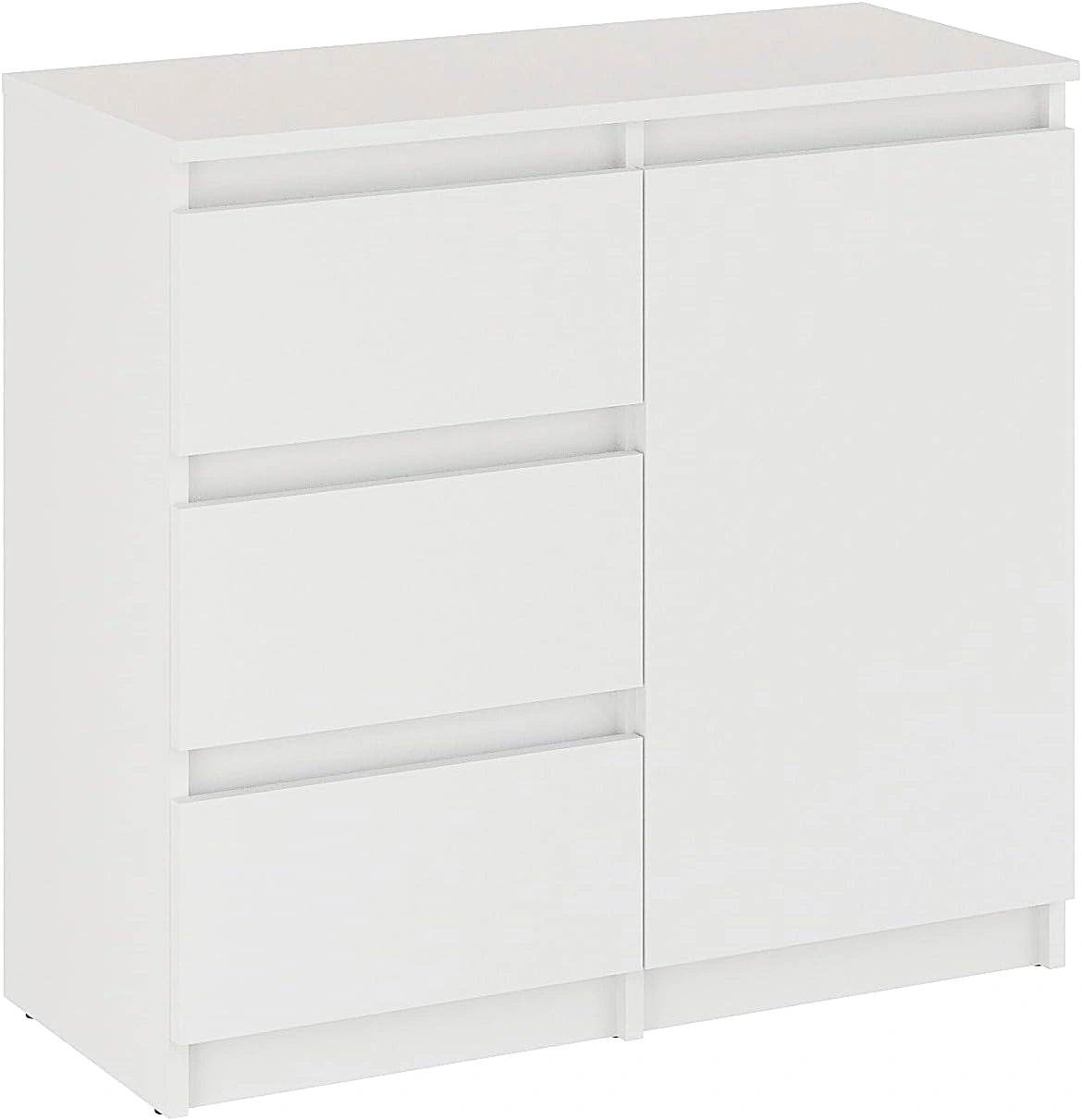 Komoda KOMTO PIKO 80,4 × 35 × 74,5 cm z 3 szufladami i drzwiami, biała