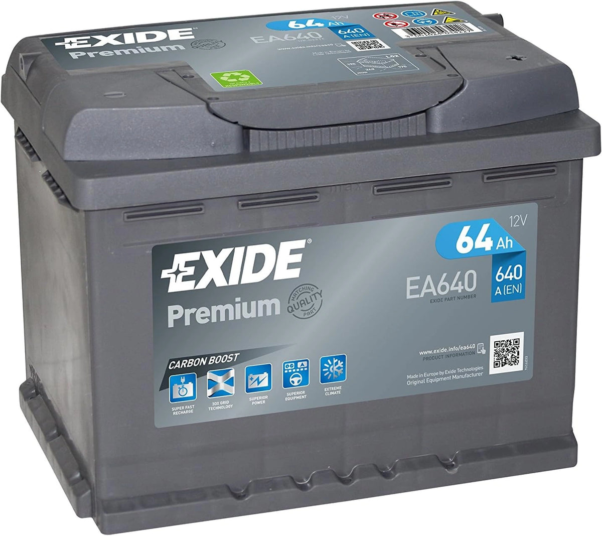 Akumulator Exide EA640 – akumulator 64 Ah, napięcie 12 V, do zgodnych urządzeń lub pojazdów