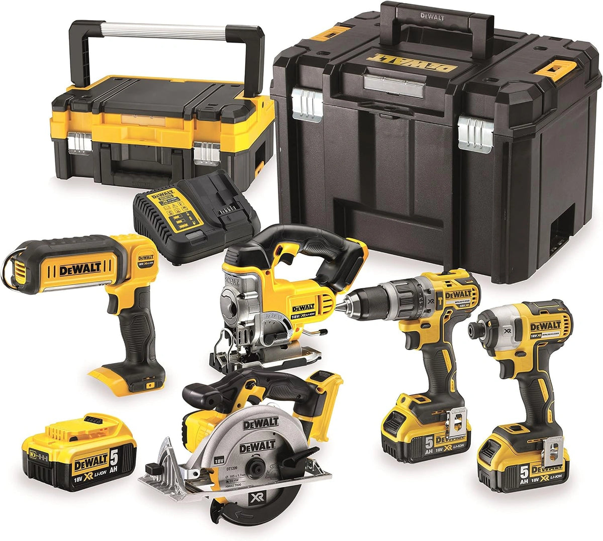 Zestaw elektronarzędzi Dewalt DCK551P3T-QW – kolor czarny i żółty, napięcie 18 V, do prac warsztatowych i remontowych