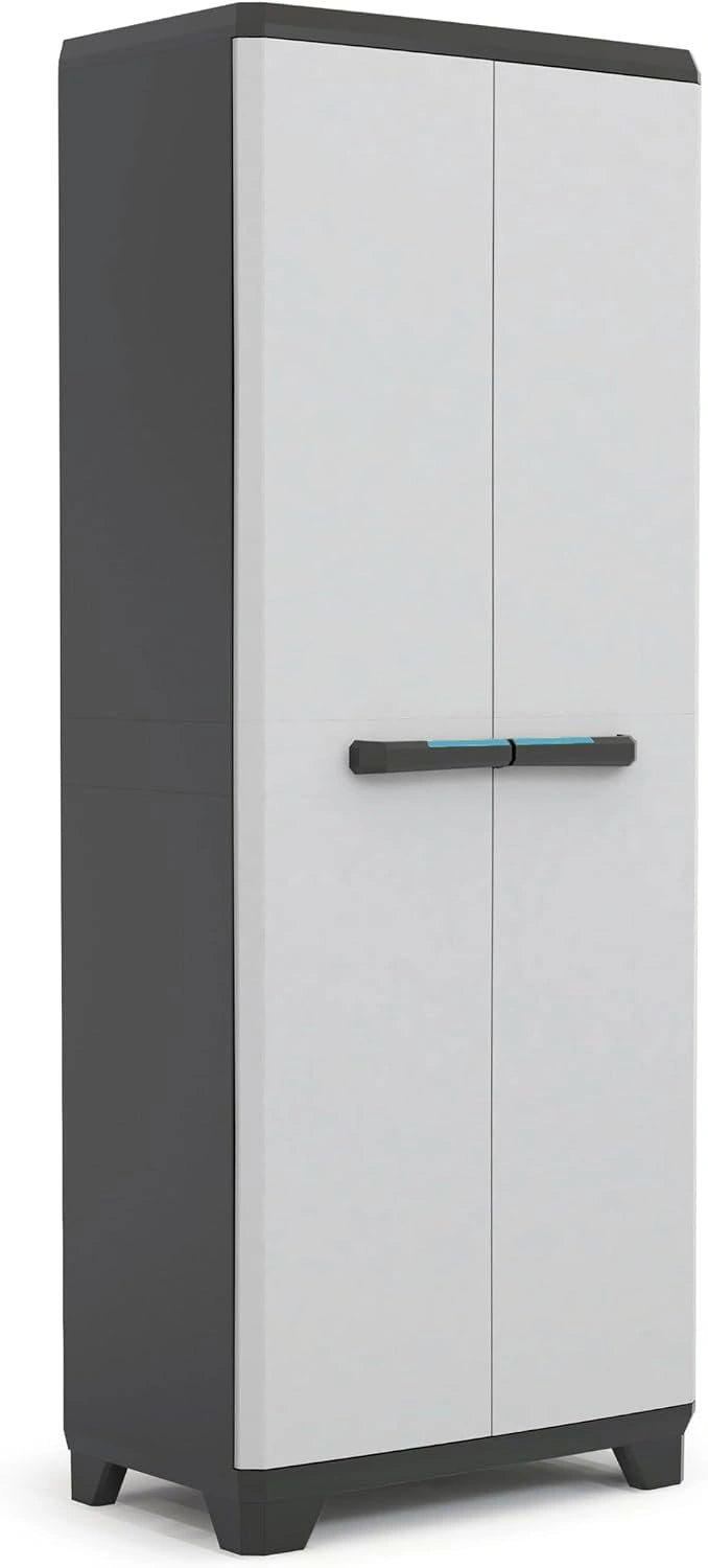 Wysoka szafa Keter Linear 68 × 39 × 173 cm z tworzywa, jasnoszaro-czarna